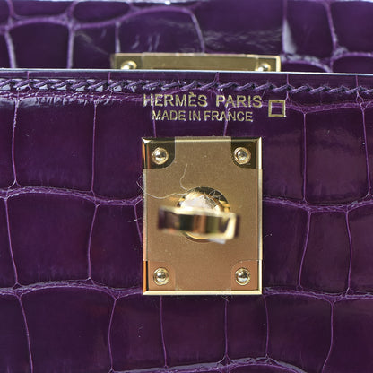 Hermes Shiny Alligator Mini Kelly Sellier 20 Cassis 26 of 31