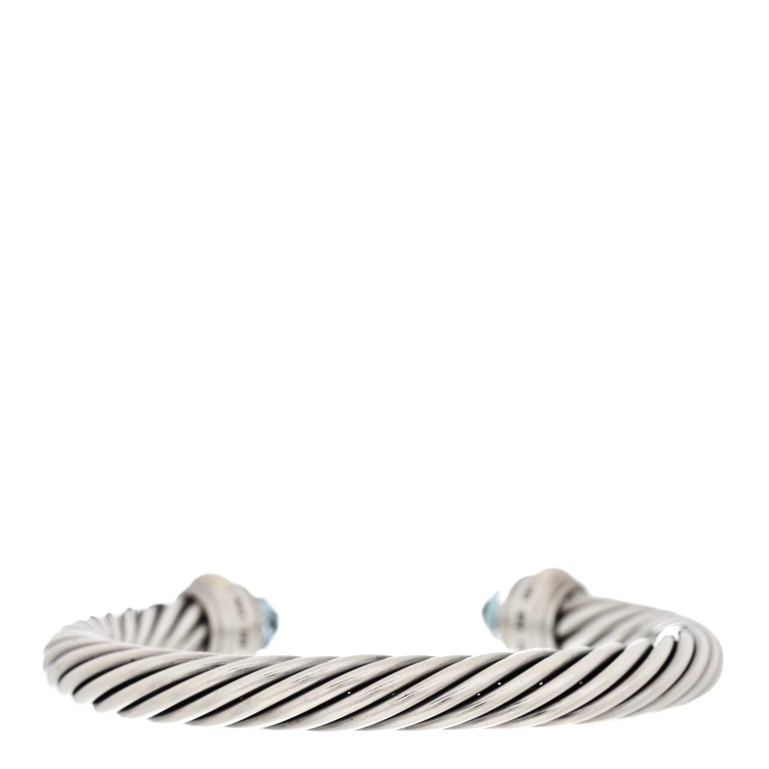 David Yurman Sterling Silver 14K Yellow Gold Blue Topaz 7mm Cable Classics Bracelet 2 of 3