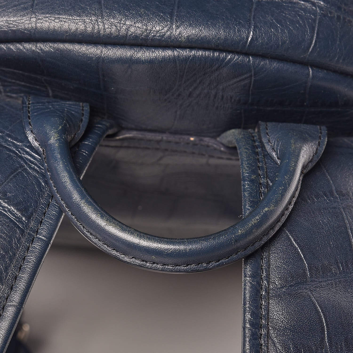 MCM Calfskin Crocodile Embossed Large Luxus Backpack Blue 24 of 24