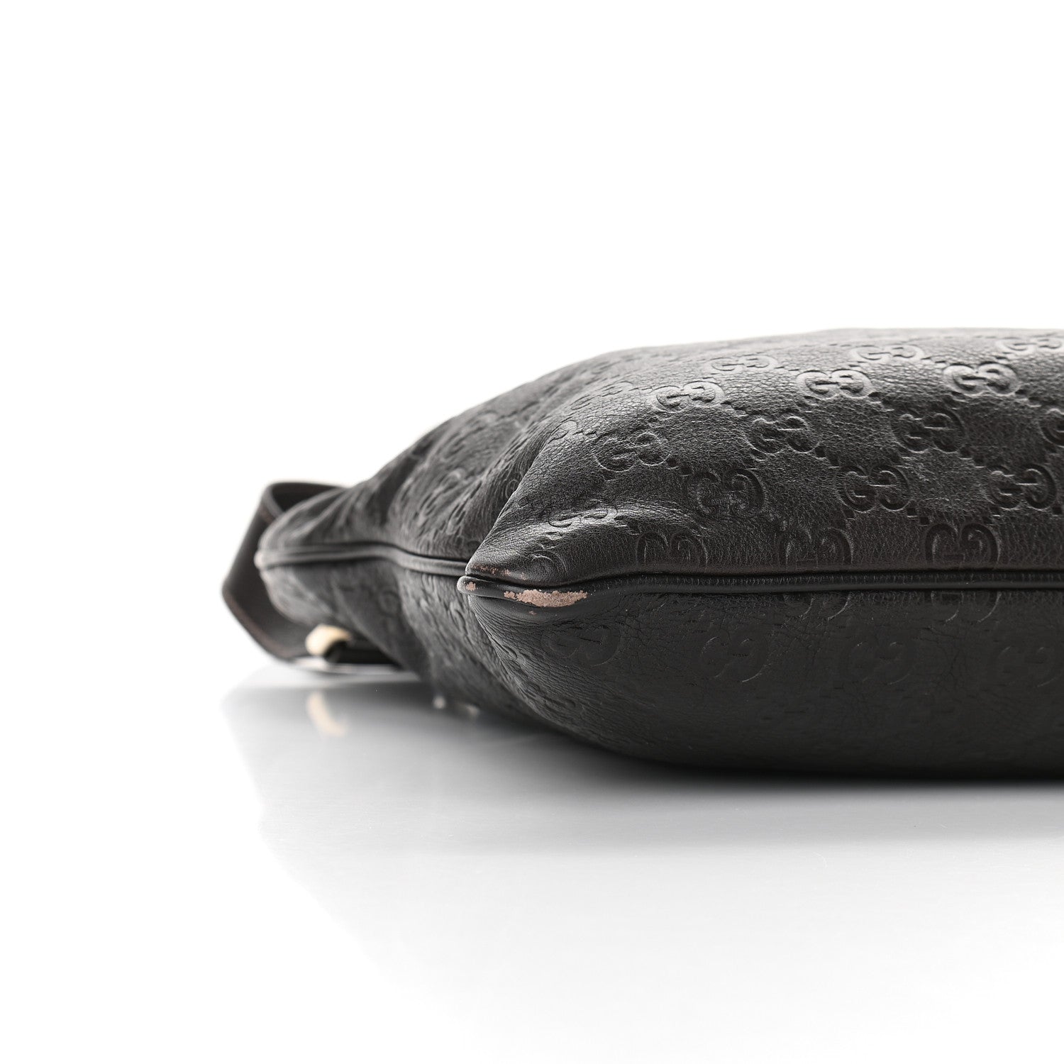 Gucci Guccissima Medium Flat Messenger Bag Dark Brown 7 of 8