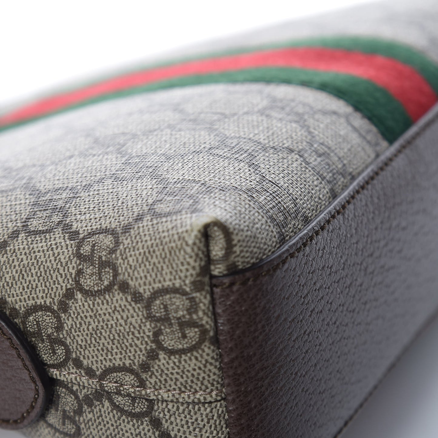 GG Supreme Monogram Textured Dollar Calfskin Web Small Ophidia Dome Shoulder Bag Beige Ebony New Acero