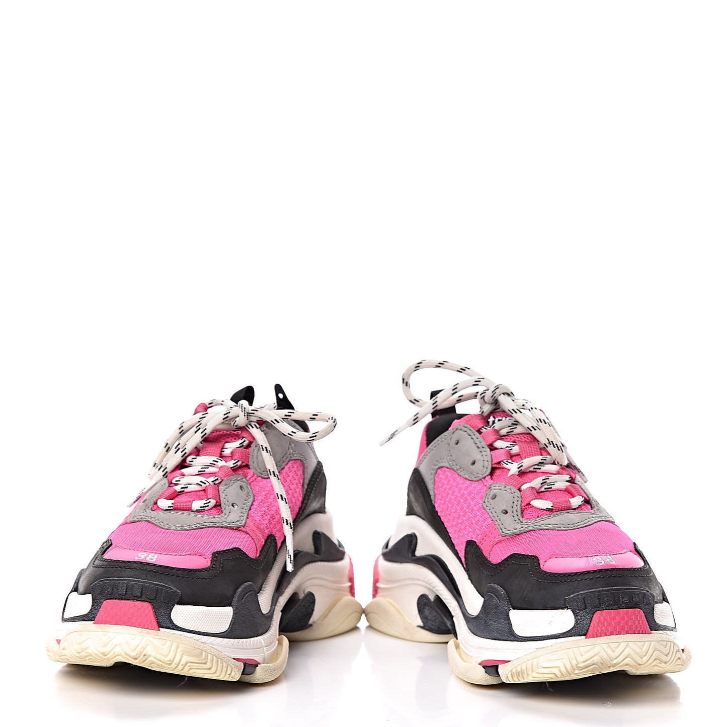 Fabric Mesh Womens Triple S Sneakers 38 Fluo Pink Grey White