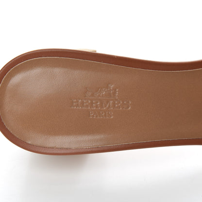 Hermes Calfskin Oasis Sandals 37.5 Gold 6 of 11