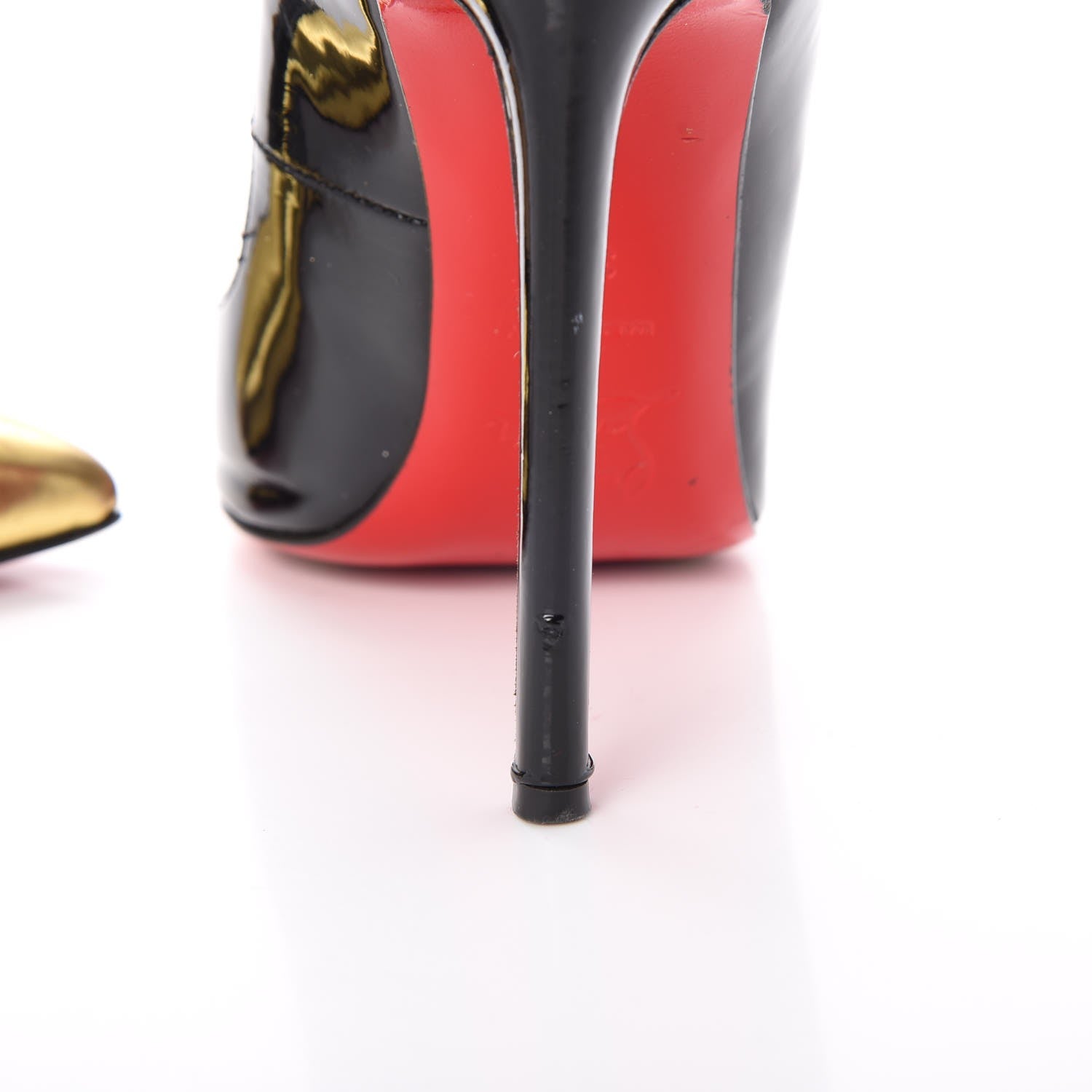 Christian Louboutin Patent Metallic Calfskin Duvette Cutout 120 Pumps 36.5 Black Gold 19 of 22