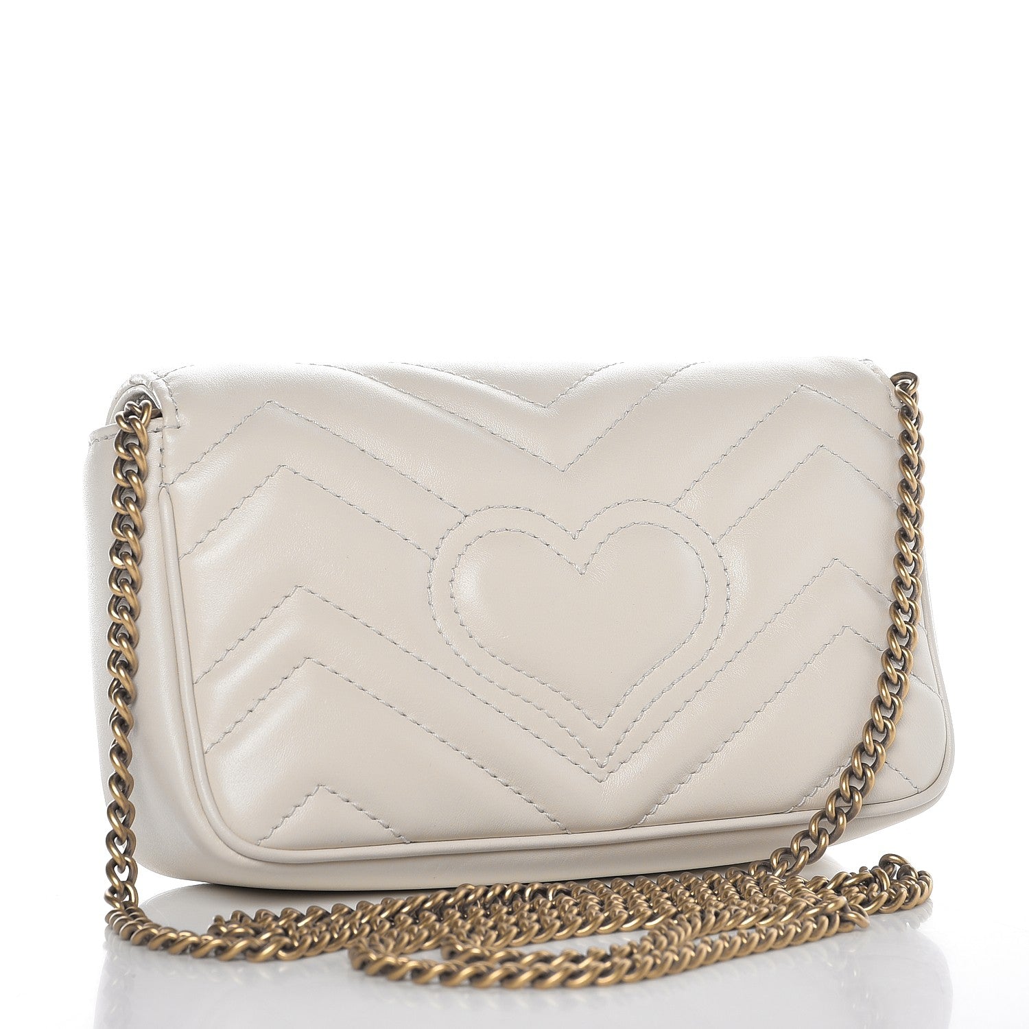 Gucci Calfskin Matelasse Super Mini GG Marmont Shoulder Bag White 4 of 15