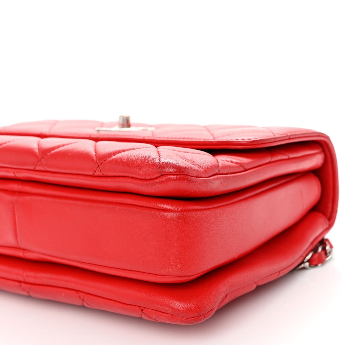 Lambskin Quilted Small Trendy CC Flap Dual Handle Bag Red
