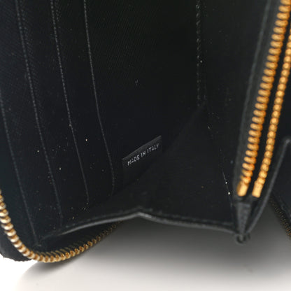 Prada Saffiano Metal Large Zip Around Travel Wallet Black 8 of 12