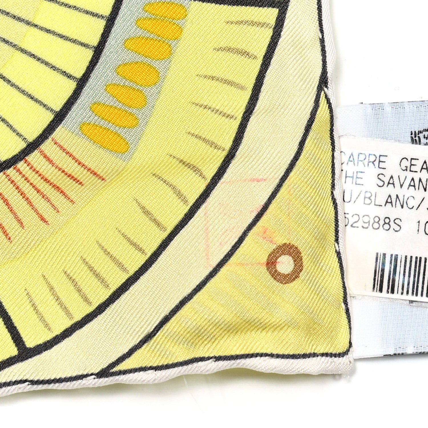 Hermes Silk The Savana Dance Wash 140 Scarf White Jaune Soufre 7 of 7
