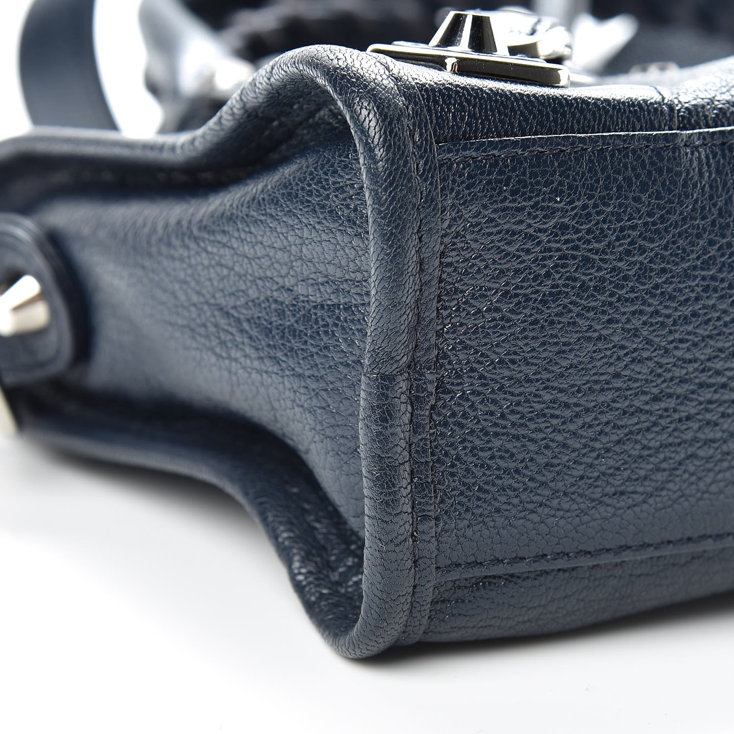 Balenciaga Chevre Silver Metallic Edge Hardware Mini City Bleu Nuit Dark Sea 10 of 10