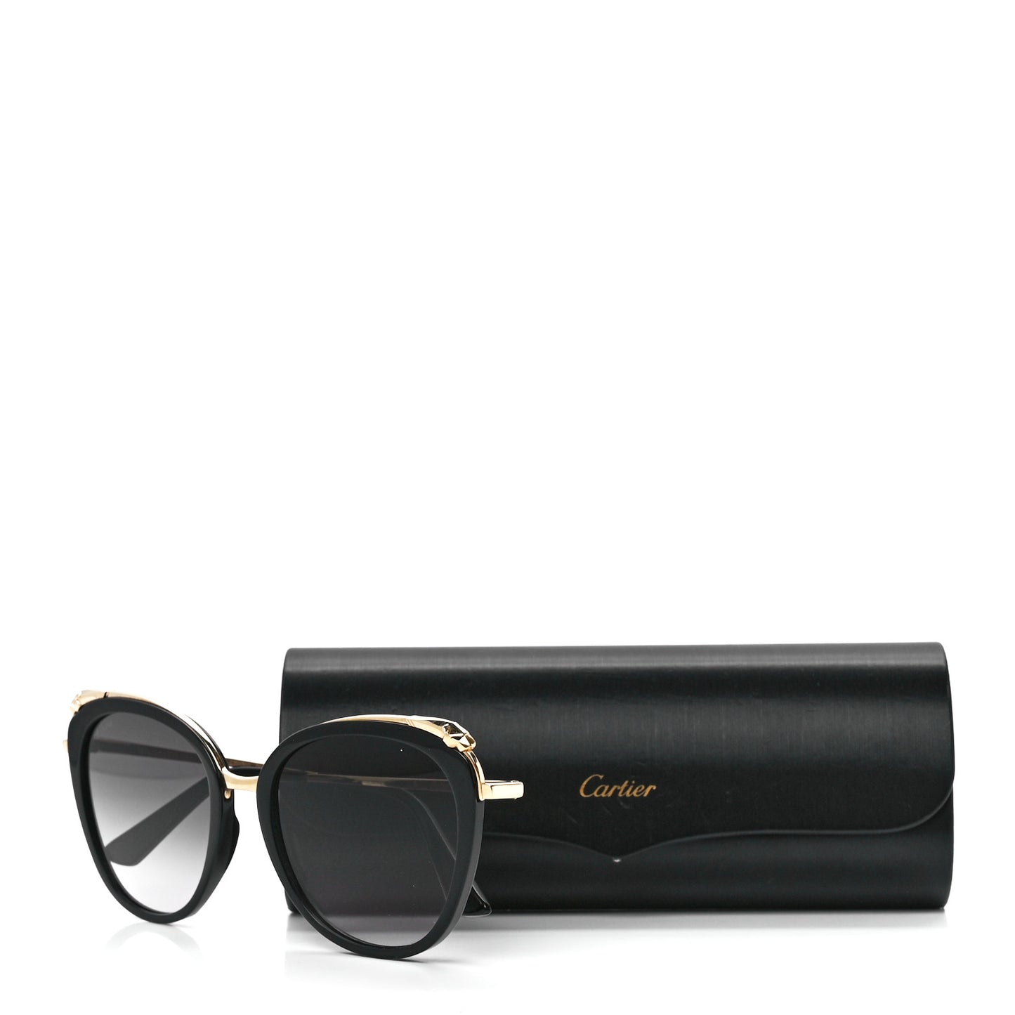 Panthere De Cartier Cat Eye Sunglasses Gold Black