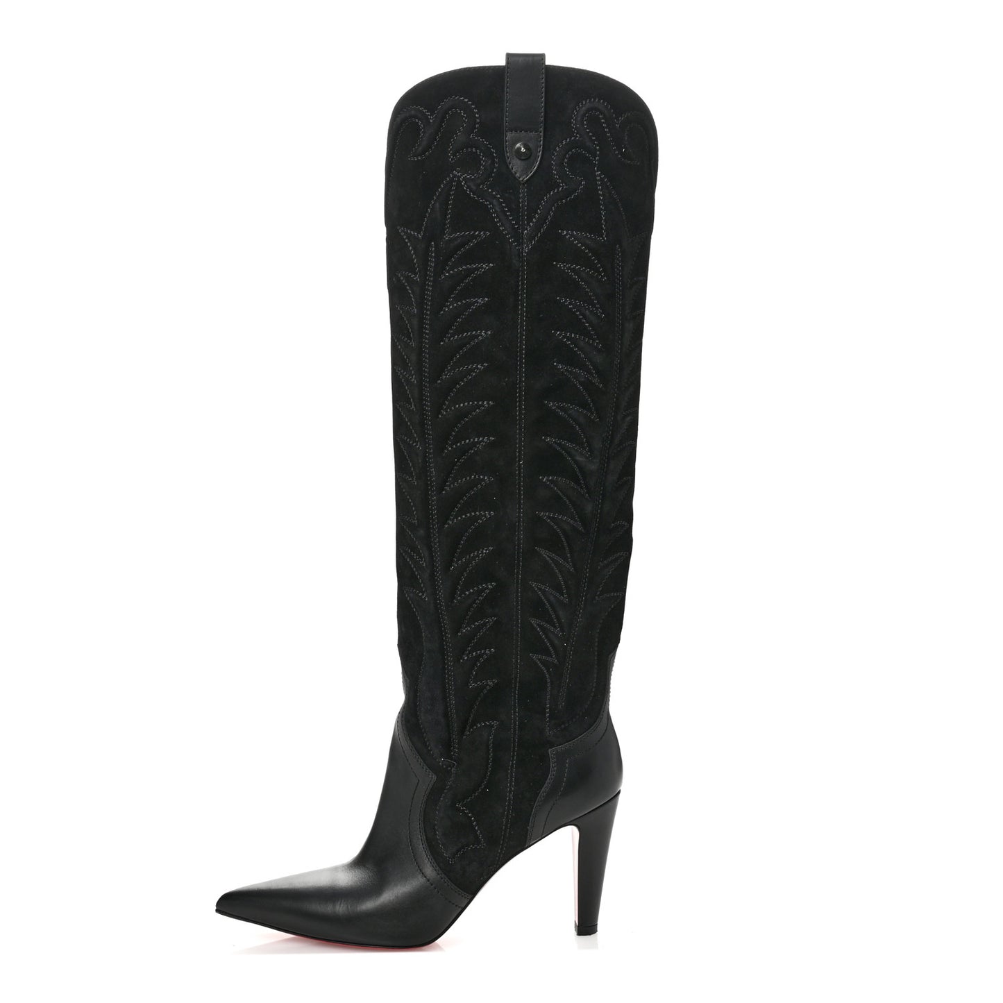 Calfskin Veau Velours Santia Botta 85 Tall Boots 39.5 Black