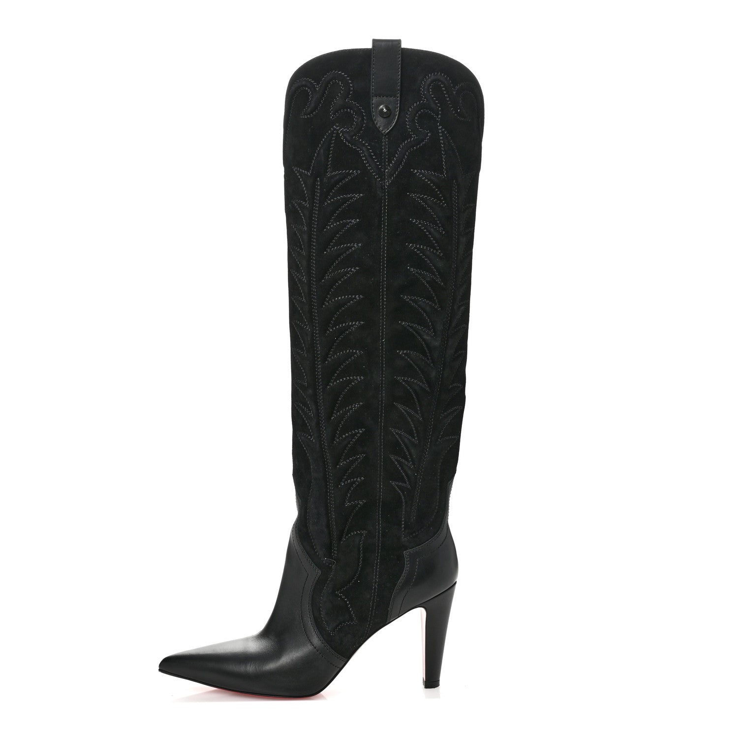 Christian Louboutin Calfskin Veau Velours Santia Botta 85 Tall Boots 39.5 Black 1 of 8