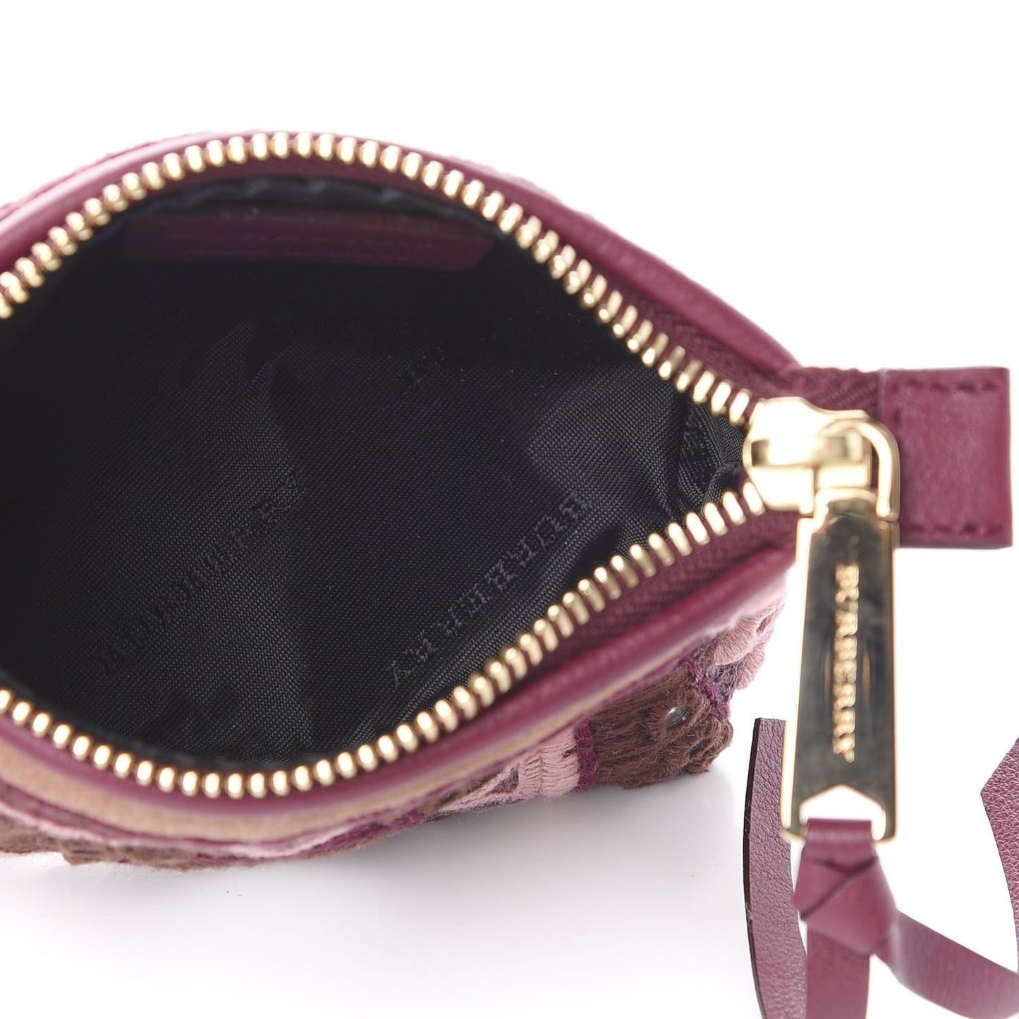 Suede Mirror Embroidered Key Pouch Multicolor