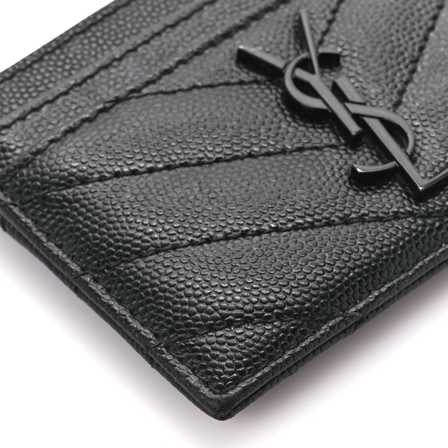 Grain De Poudre Matelasse Chevron Monochrome Monogram Credit Card Case Black