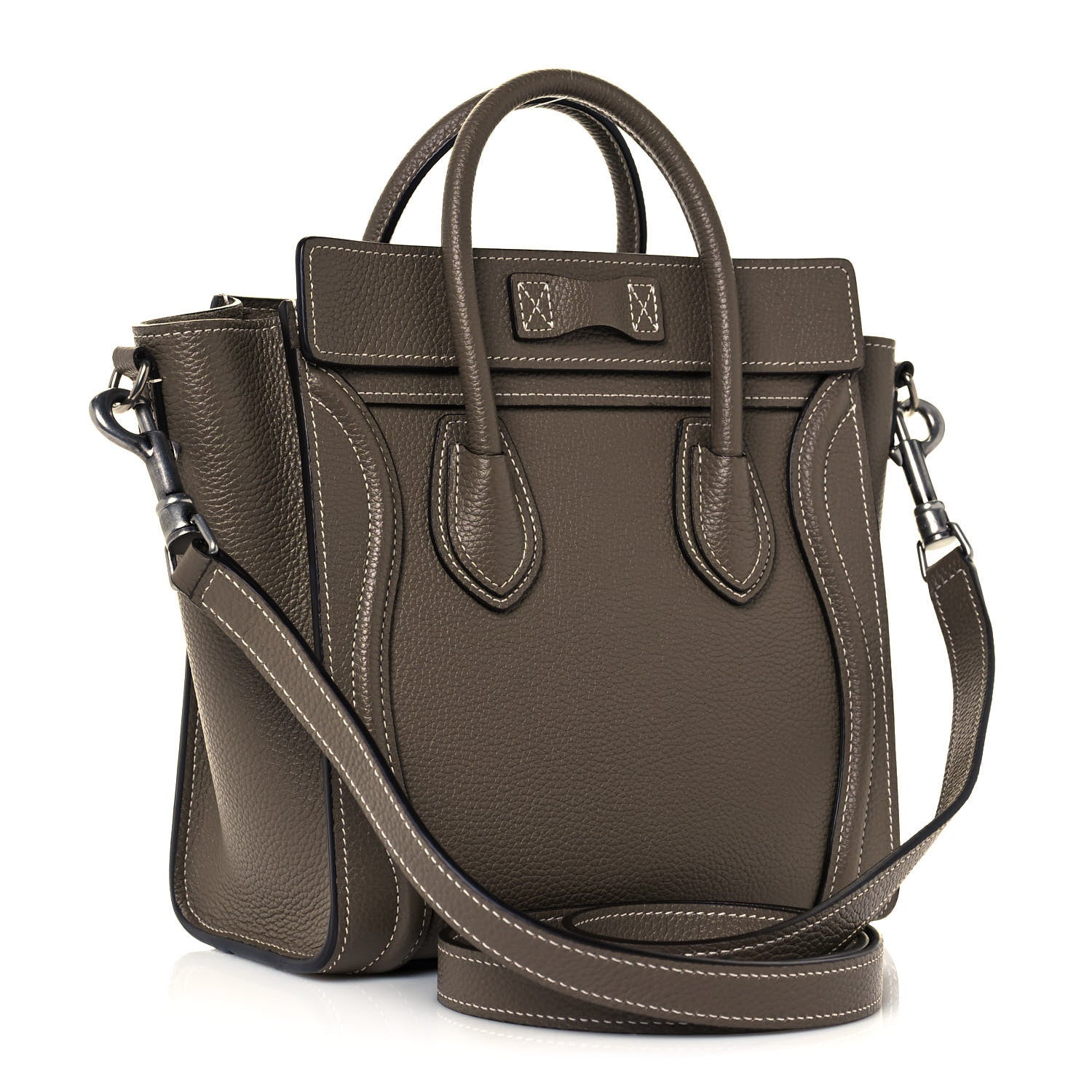 Celine Drummed Calfskin Nano Luggage Souris 3 of 14