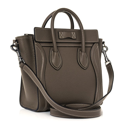 Celine Drummed Calfskin Nano Luggage Souris 3 of 14