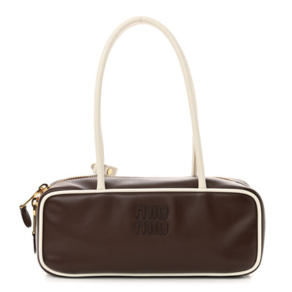 Miu Miu Calfskin Softy Small Beau Contrast Top Handle Bag Briarwood White 1 of 9