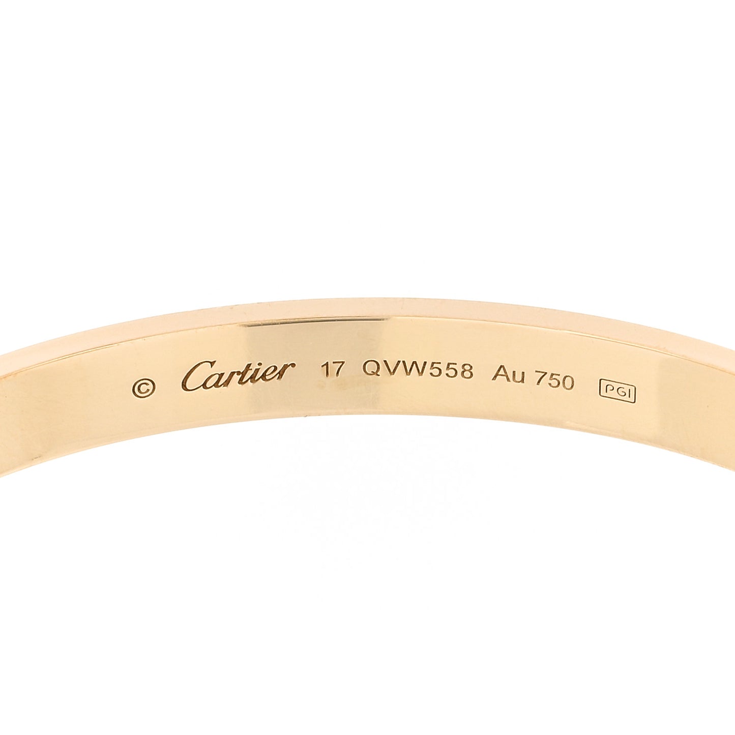 18K Yellow Gold LOVE Cuff Bracelet 17