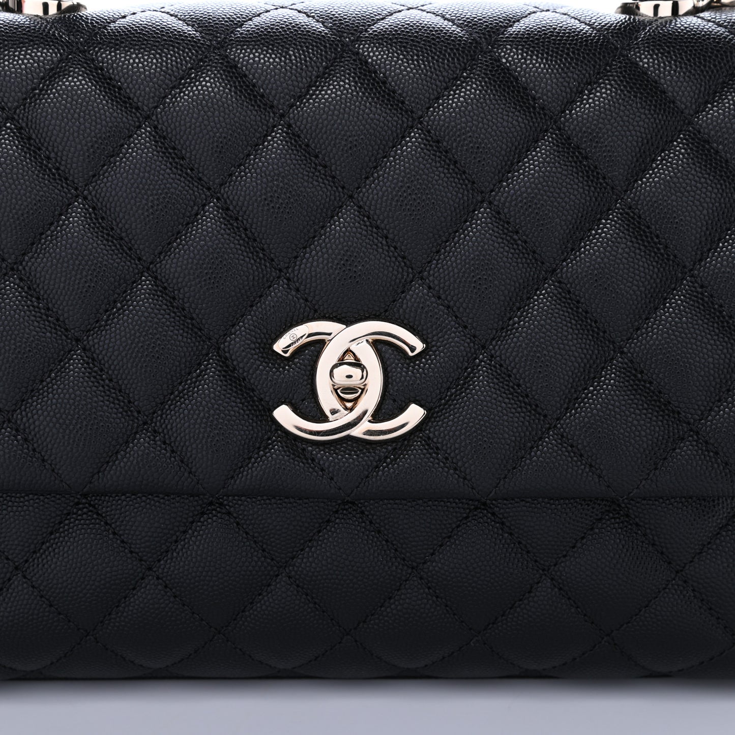 Caviar Quilted Small Coco Handle Flap Black