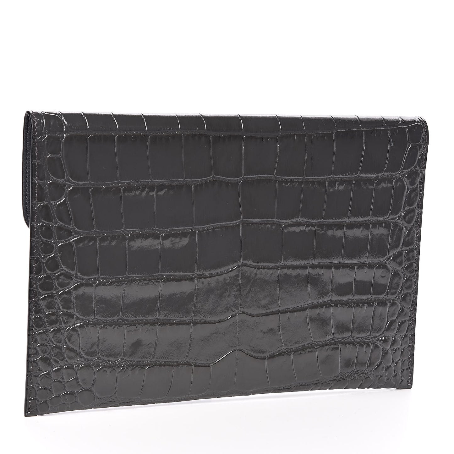 Calfskin Crocodile Embossed Skull Envelope Clutch