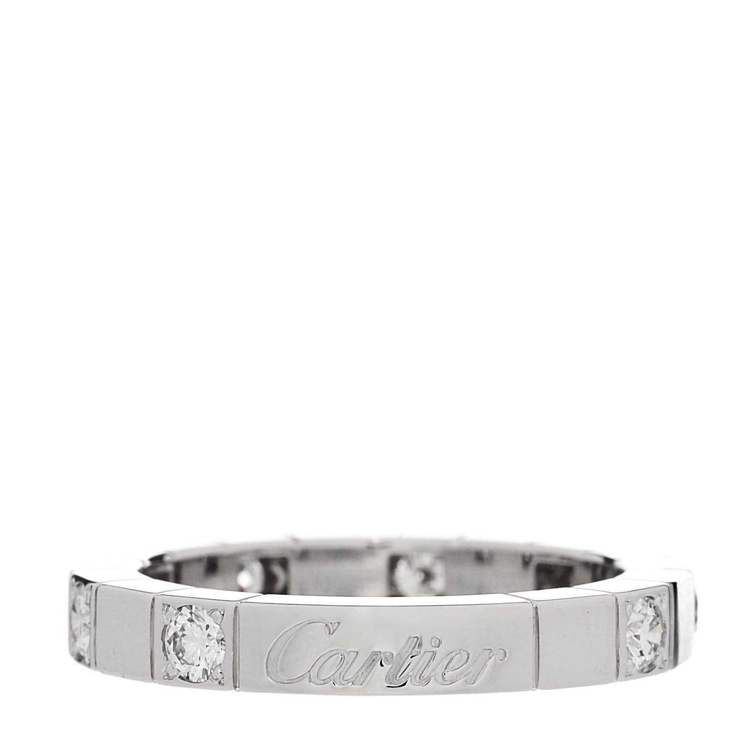 Cartier 18K White Gold Diamond Lanieres Half Eternity Band Ring 48 4.5 1 of 5