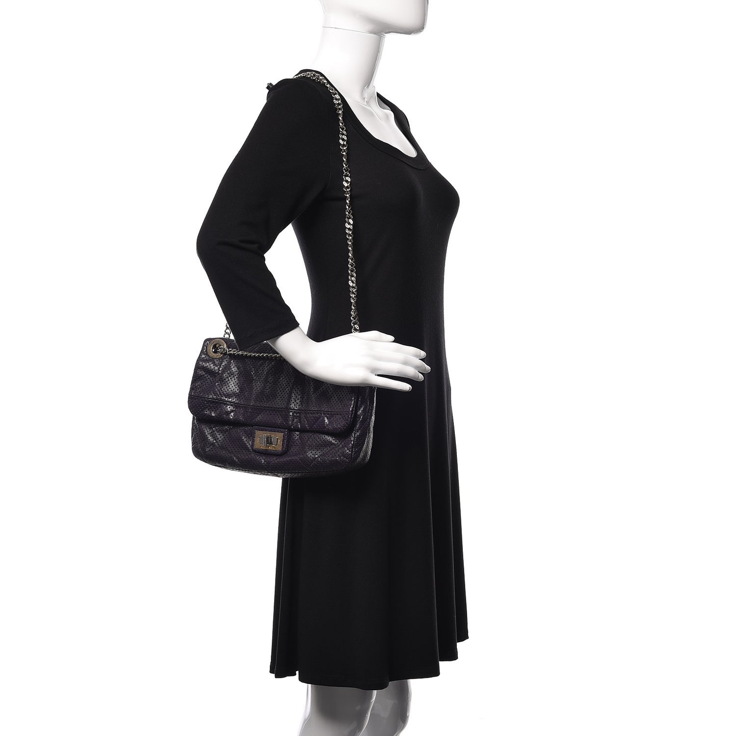 Calfskin Perforated Large Drill Flap Purple