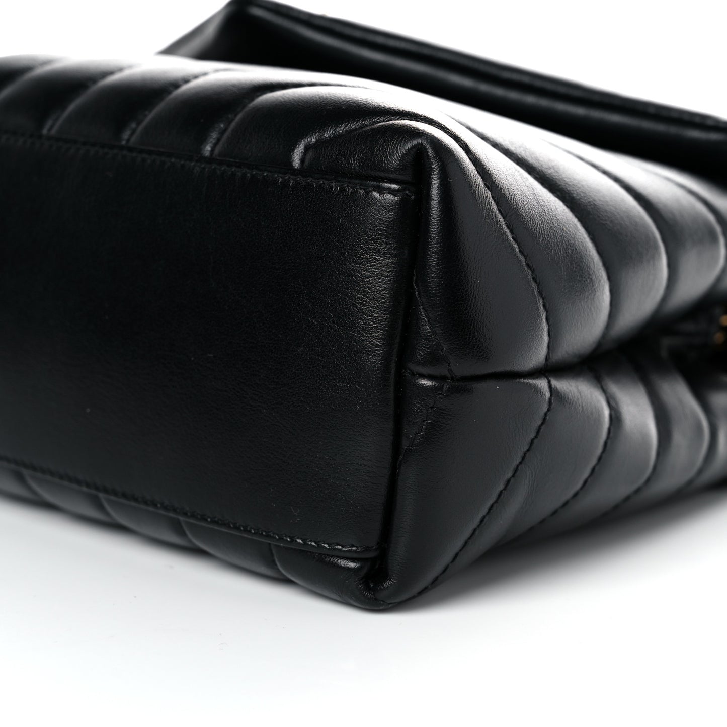 Calfskin Y Quilted Monogram Small Loulou Chain Satchel Black