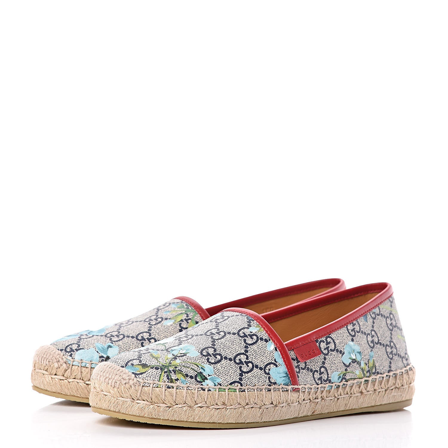 Gucci GG Supreme Monogram Blooms Espadrilles 38.5 Beige Blue Navy Hibiscus Red 3 of 10