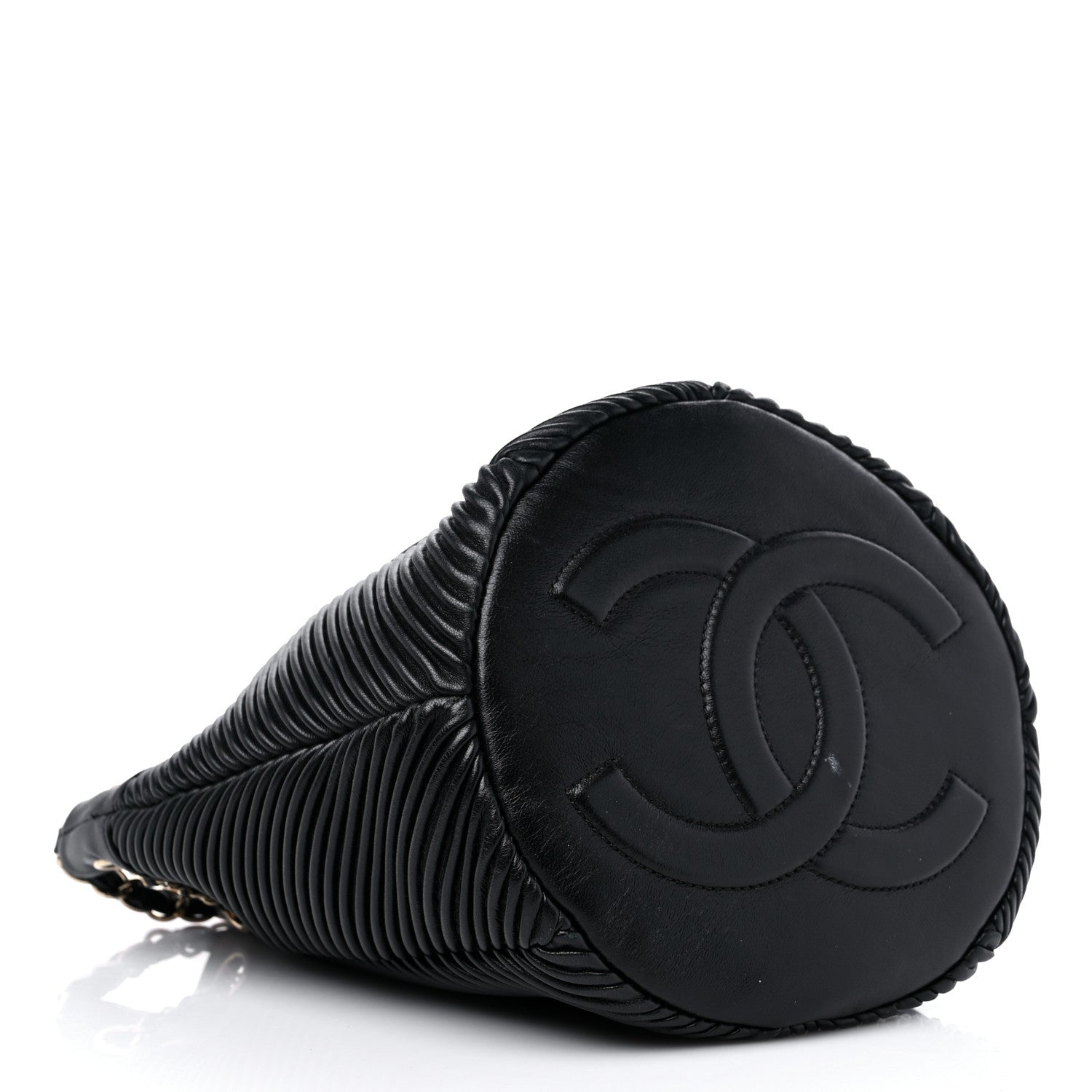 Chanel Lambskin Chevron Drawstring Bag Black 4 of 13