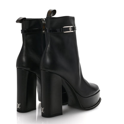 Louis Vuitton Calfskin Monogram Platform Ankle Boots 39 Black 5 of 11