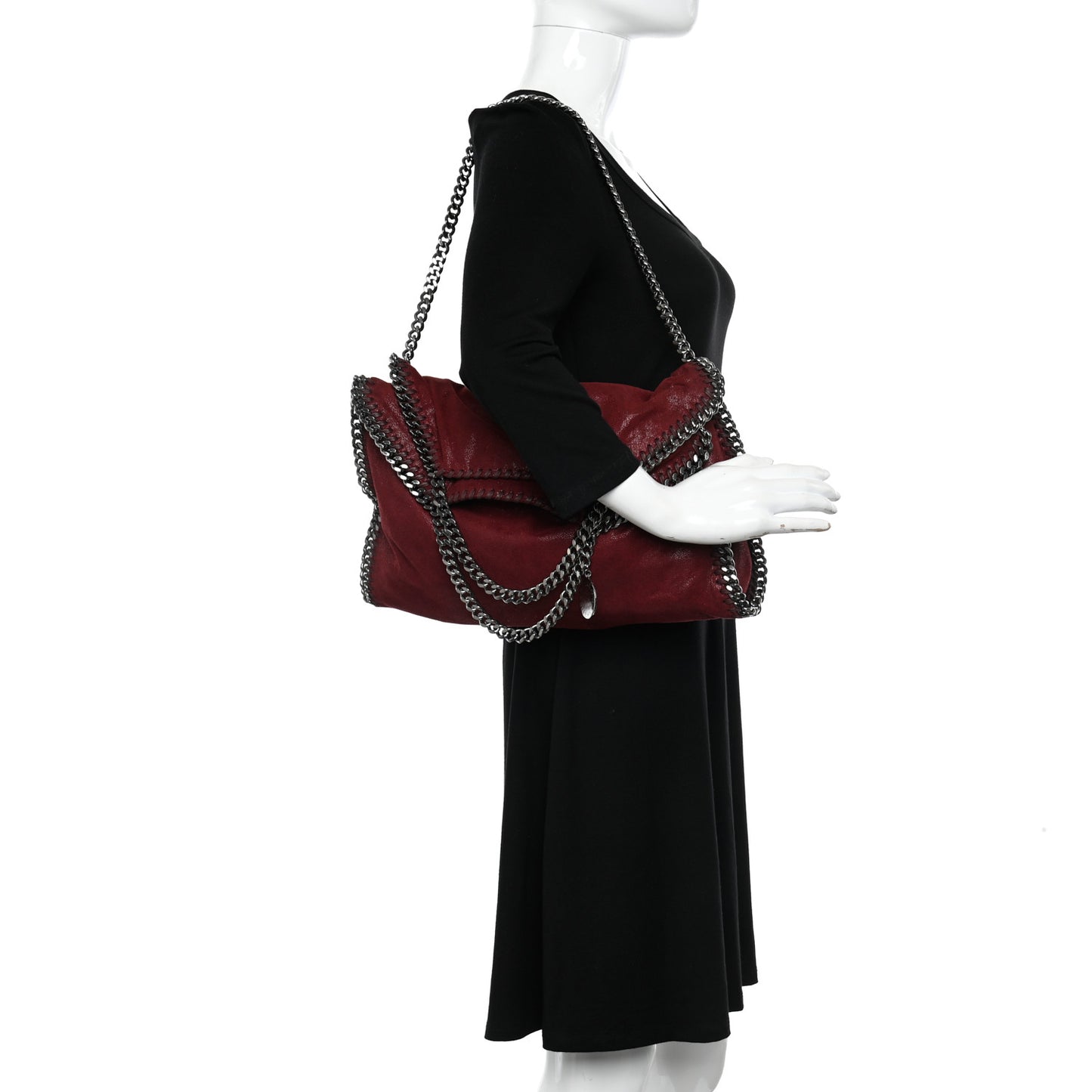 Shaggy Deer Falabella Fold Over Tote Wine