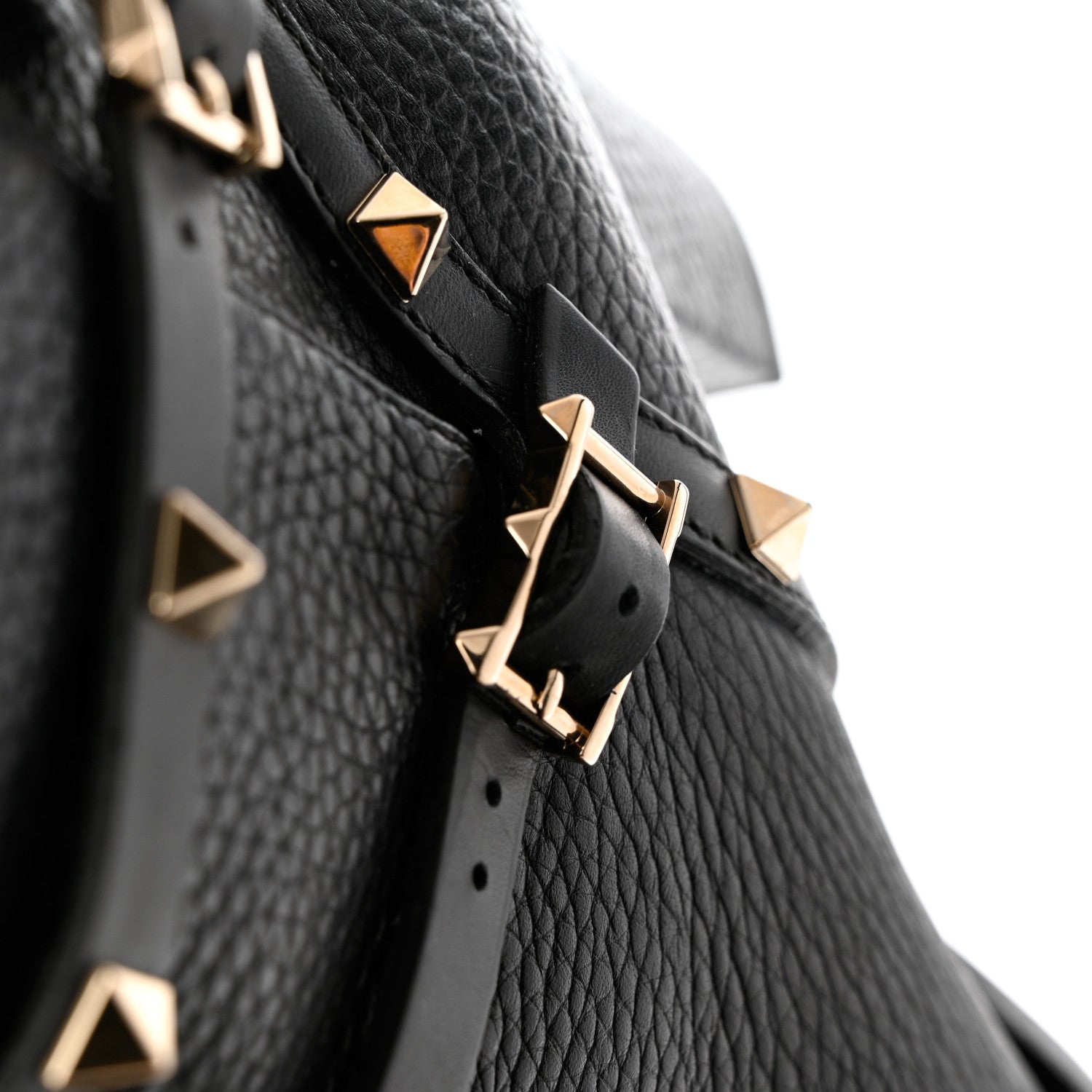 Valentino Garavani Pebbled Calfskin Rockstud Double Buckle 70mm Block Heel Ankle Boots 38.5 Black 11 of 13