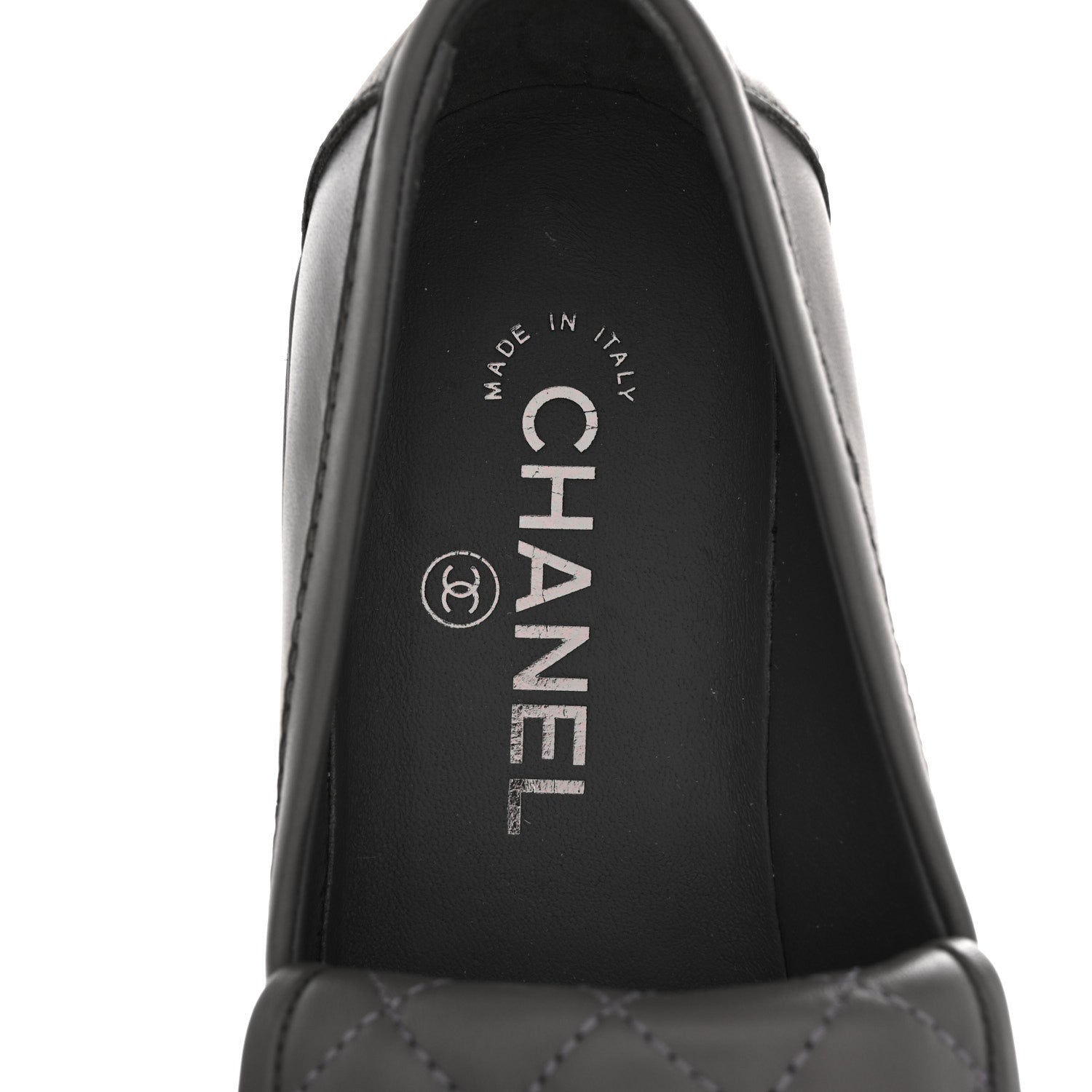 Chanel Lambskin Quilted CC Turnlock Loafers 38 Dark Grey 7 of 9