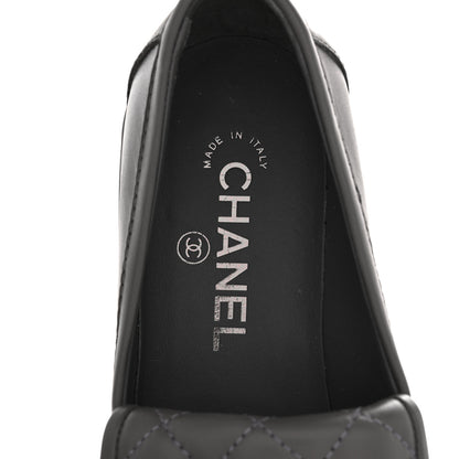 Chanel Lambskin Quilted CC Turnlock Loafers 38 Dark Grey 7 of 9