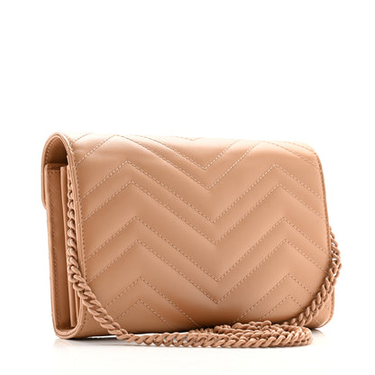 Gucci Calfskin Matelasse Monochrome GG Marmont Chain Wallet Camelia 3 of 11