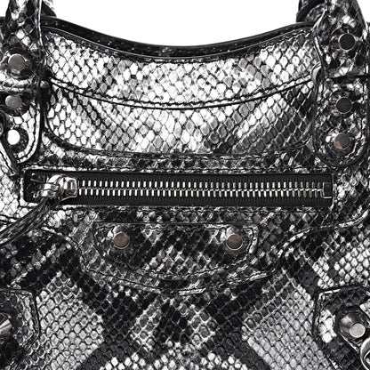 Balenciaga Metallic Calfskin Snakeskin Embossed Classic Silver Hardware Mini City Silver 9 of 10