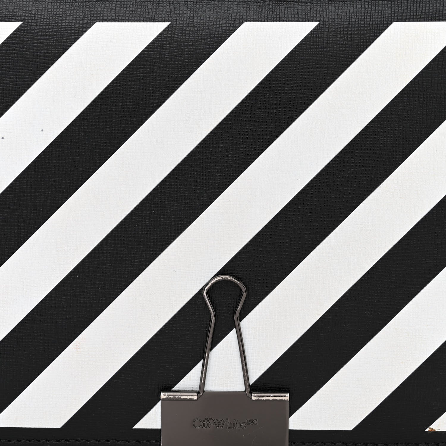 Off-White Saffiano Striped Mini Diag Binder Clip Bag Black White Indus 7 of 10