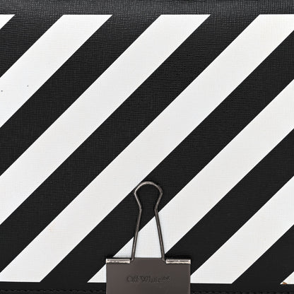 Off-White Saffiano Striped Mini Diag Binder Clip Bag Black White Indus 7 of 10