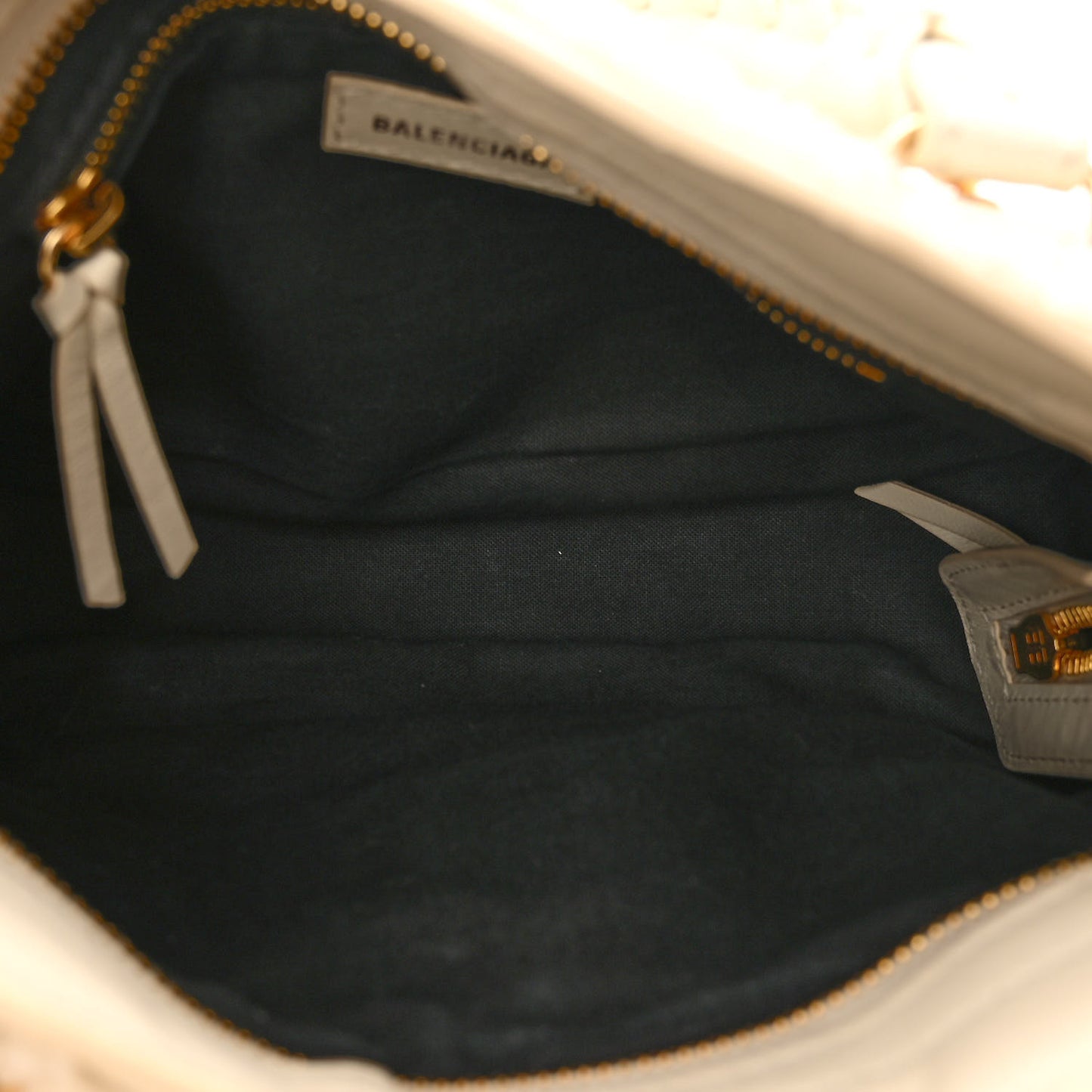 Shearling Nappa Gold Metallic Edge Hardware Mini City Cream