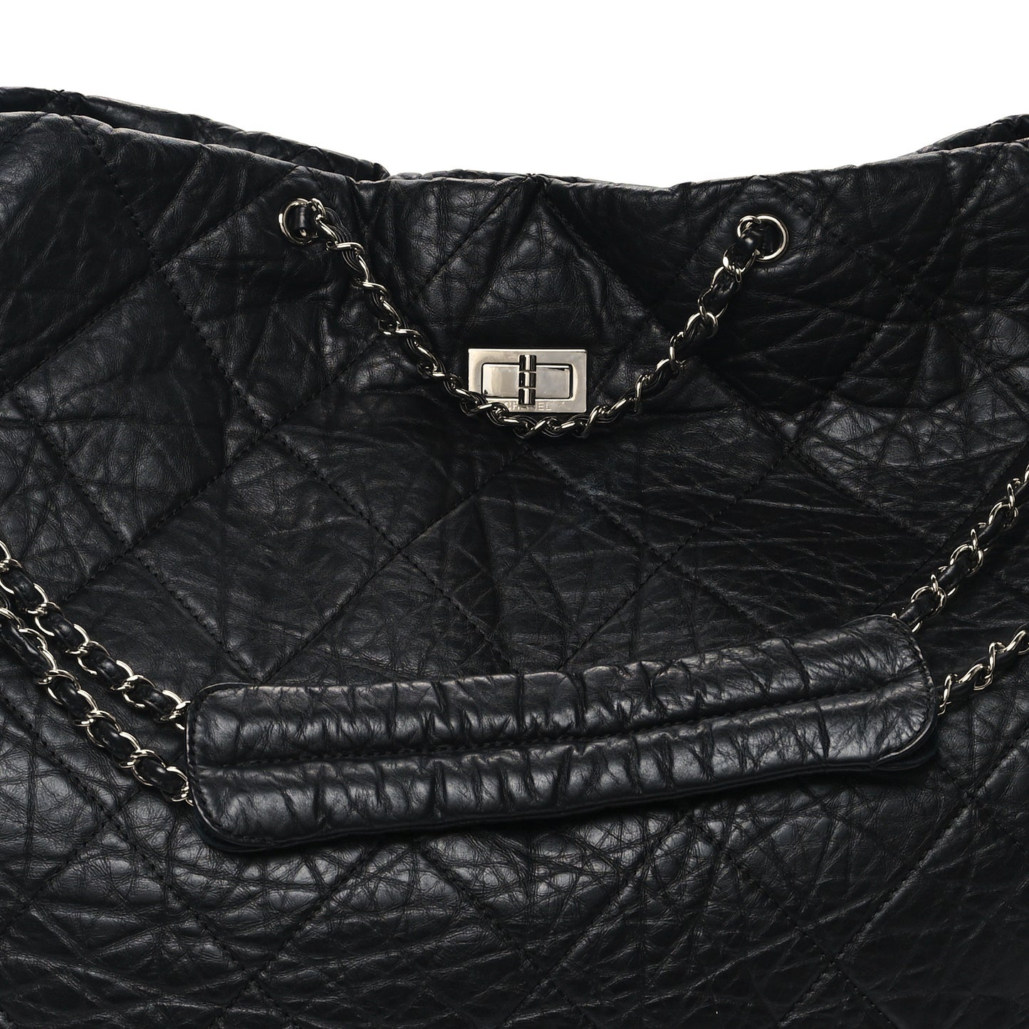 Aged Calfskin Large Reissue Drawstring Tote Black