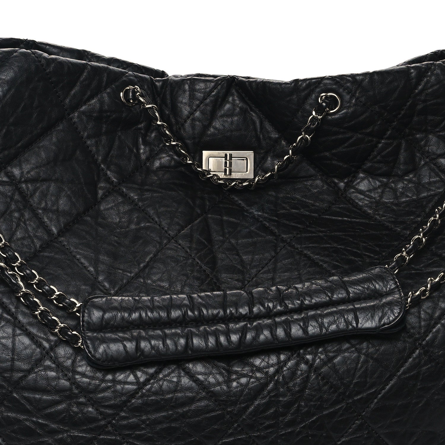Chanel Aged Calfskin Large Reissue Drawstring Tote Black 8 of 11