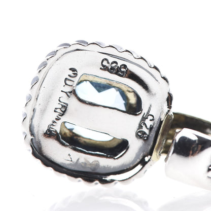David Yurman Sterling Silver 14K Yellow Gold Blue Topaz 7mm Albion Enhancer Pendant 3 of 3