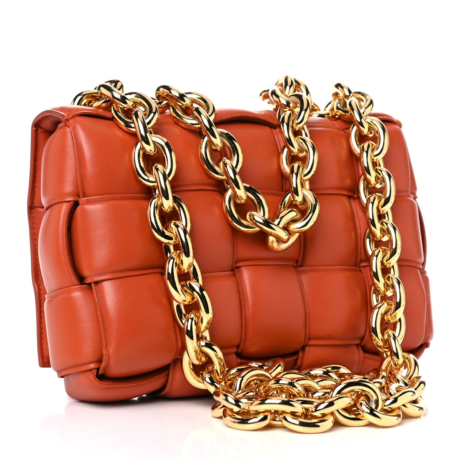 Bottega Veneta Lambskin Maxi Intreccio Padded Chain Cassette Crossbody Bag Maple 3 of 11