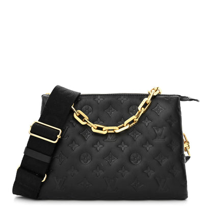 Louis Vuitton Lambskin Embossed Monogram Coussin PM Black 1 of 13