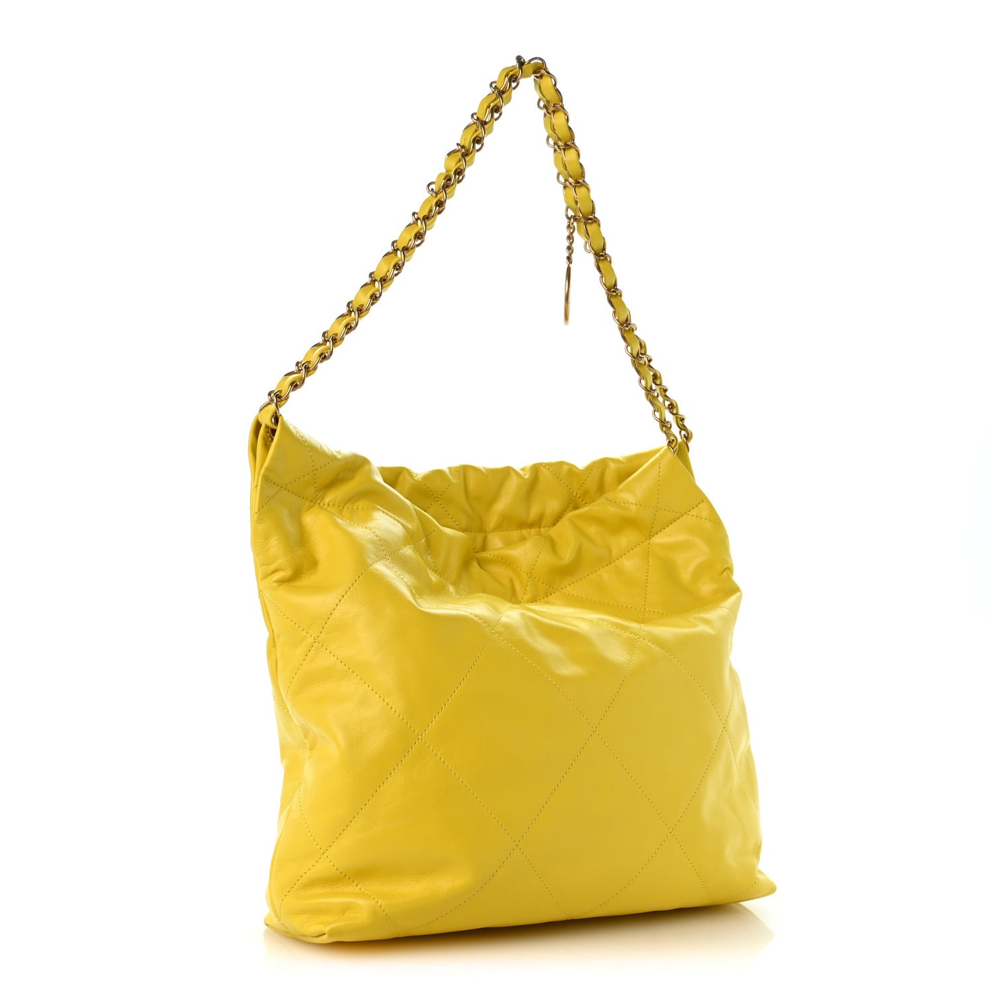 Shiny Calfskin Quilted Small Chanel 22 Yellow