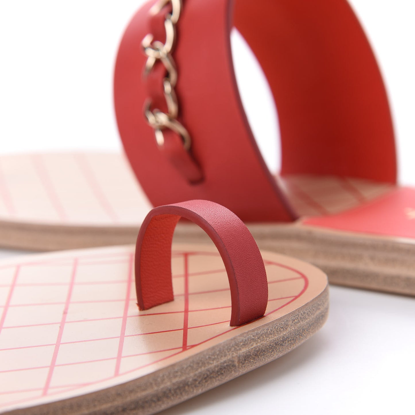 Calfskin Chain CC Sandals 40 Red