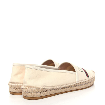 Gucci Canvas Logo Espadrilles 38.5 Greggio White 4 of 13