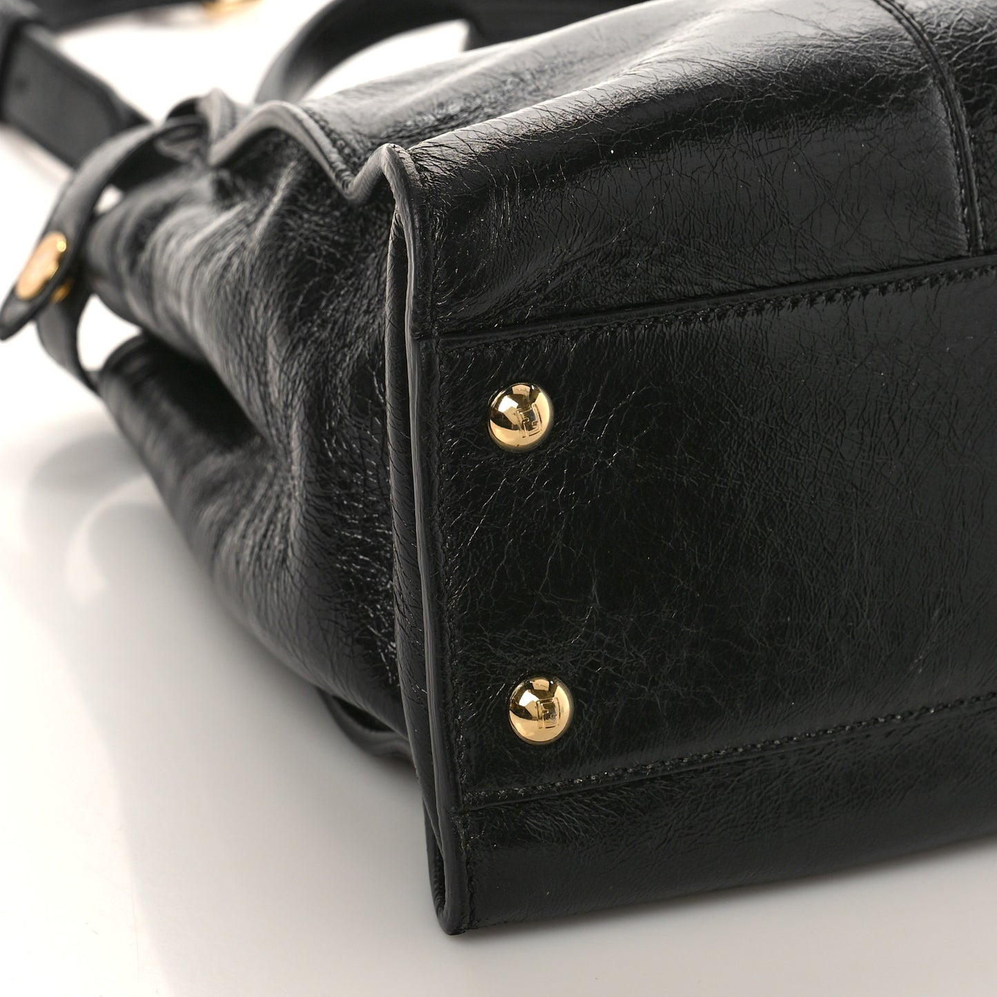Agnello Old Shine Medium Peekaboo Iconic Satchel Black