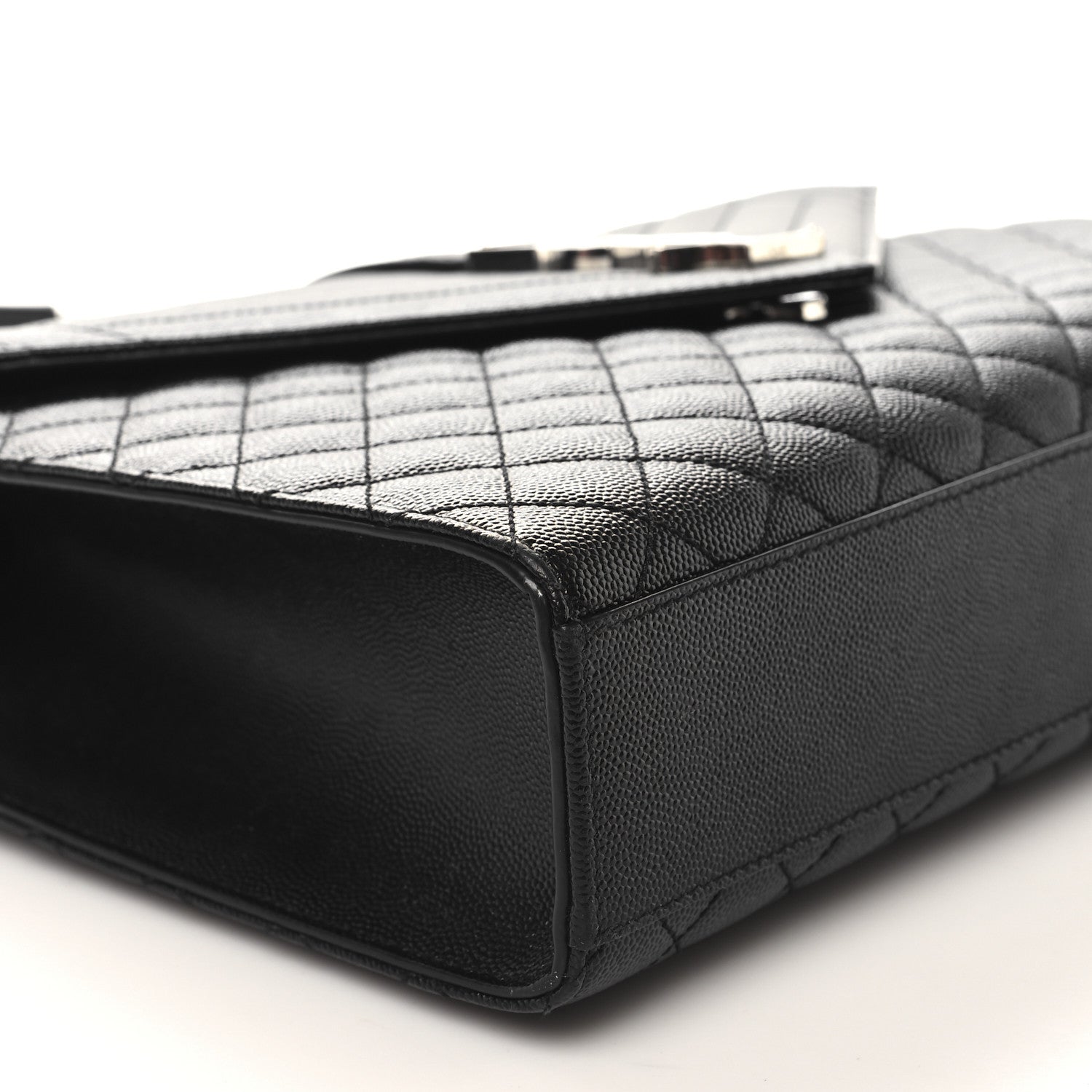 Saint Laurent Grain De Poudre Textured Mixed Matelasse Large Triquilt Monogram Satchel Black 9 of 10