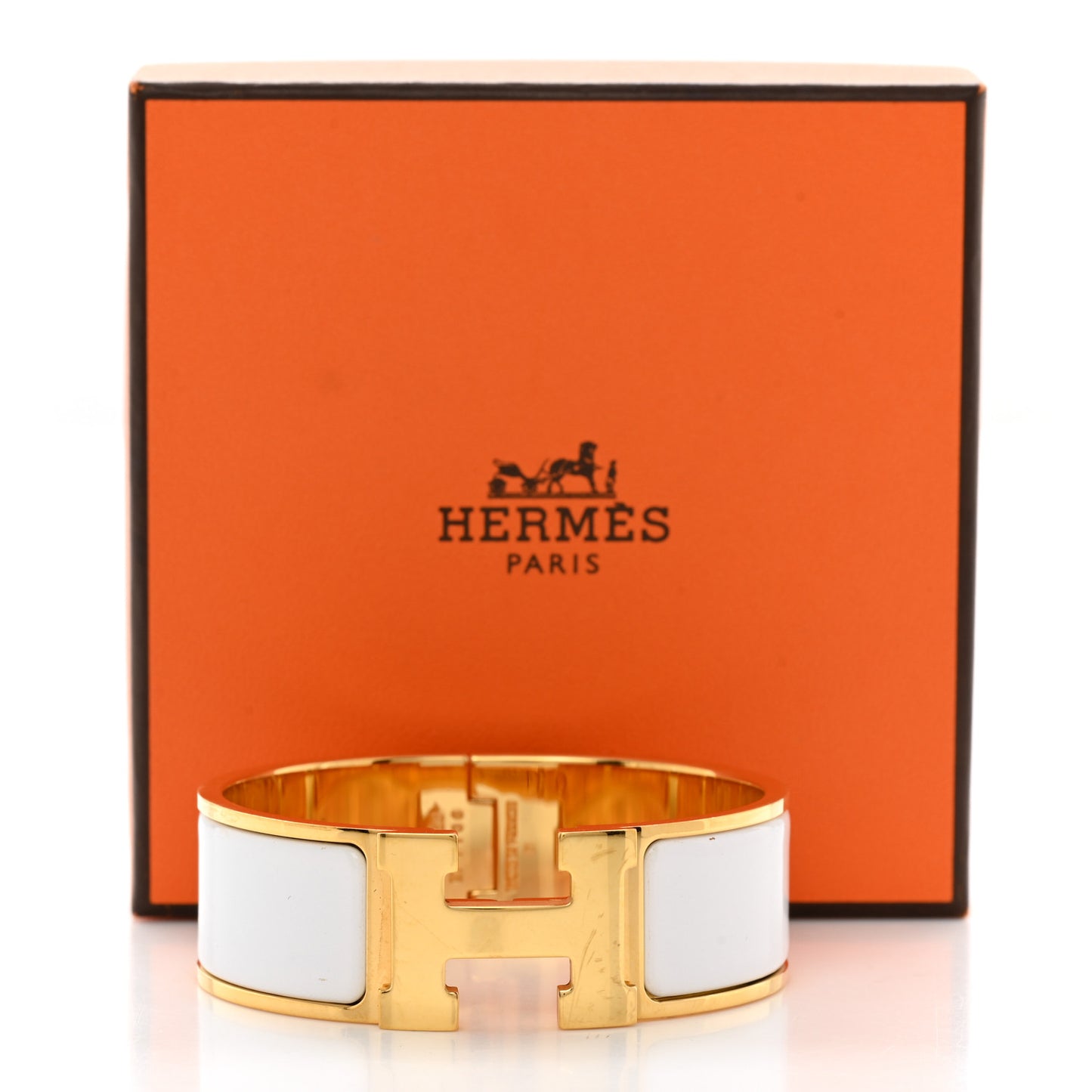Enamel Wide Clic Clac H Bracelet PM White